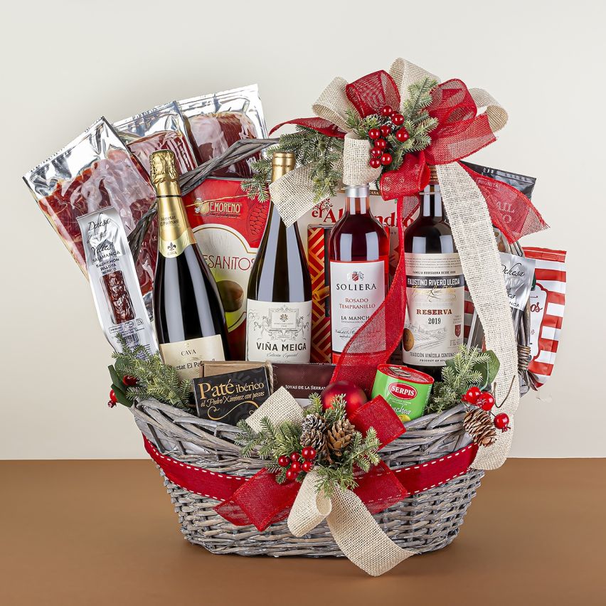 Cesta de Navidad con Loncheado de Paleta y Embutidos Ibéricos