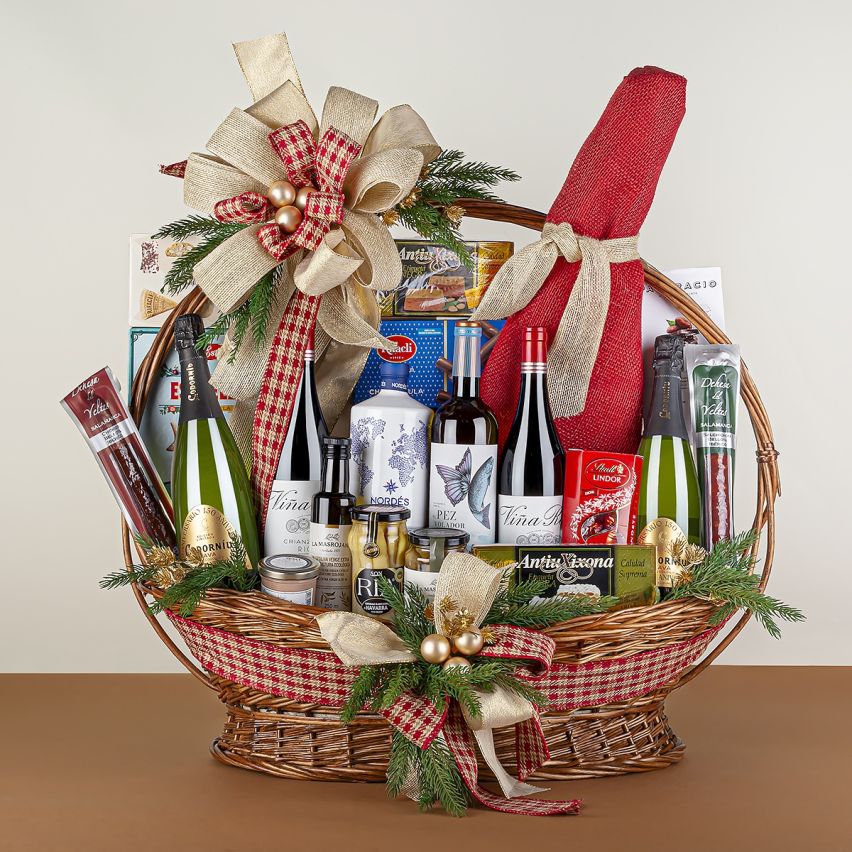 Cesta de Navidad Selección con Paleta Gran Reserva y Ginebra Nordés