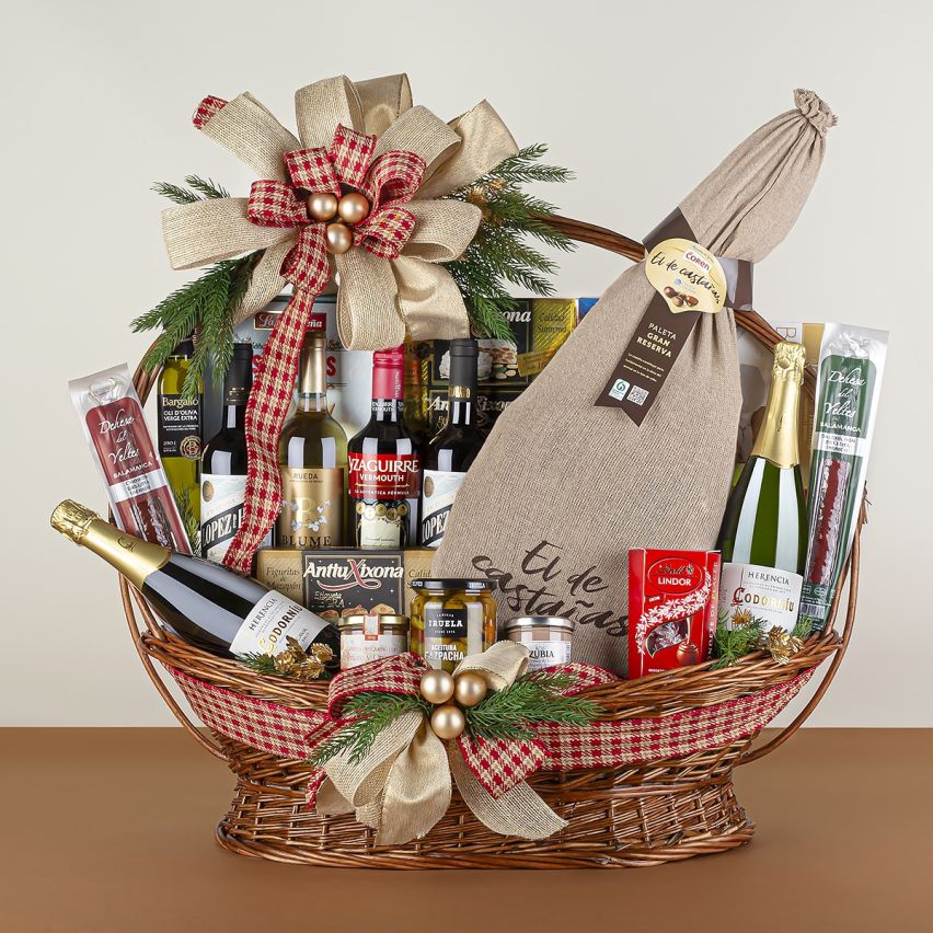 Cesta de Navidad con Paleta Selecta de Castañas Coren
