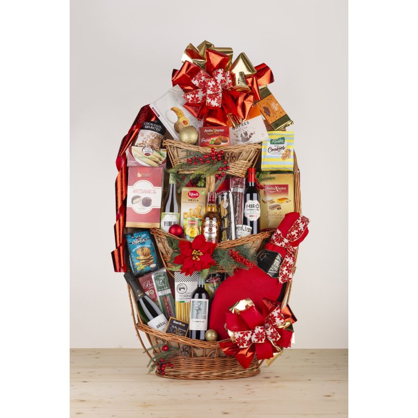 Cesta para sorteo de Navidad con Paleta de jamón