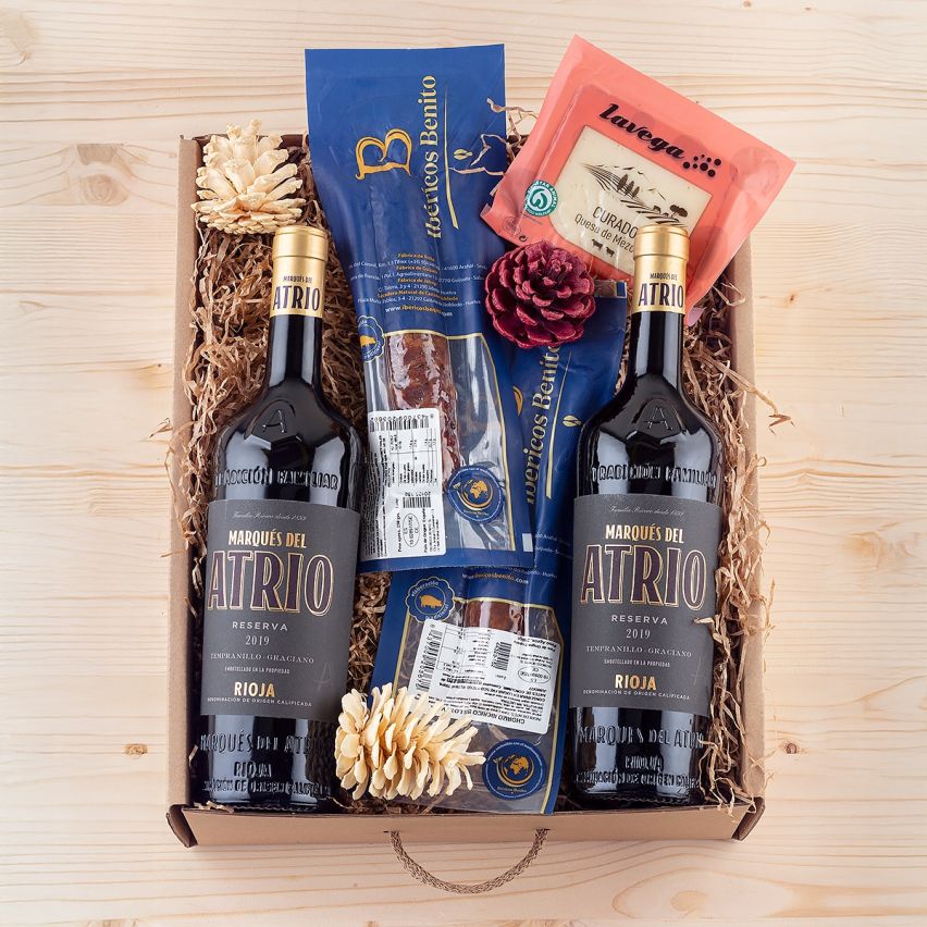 Estuche Navidad Gourmet  con Vino y embutido