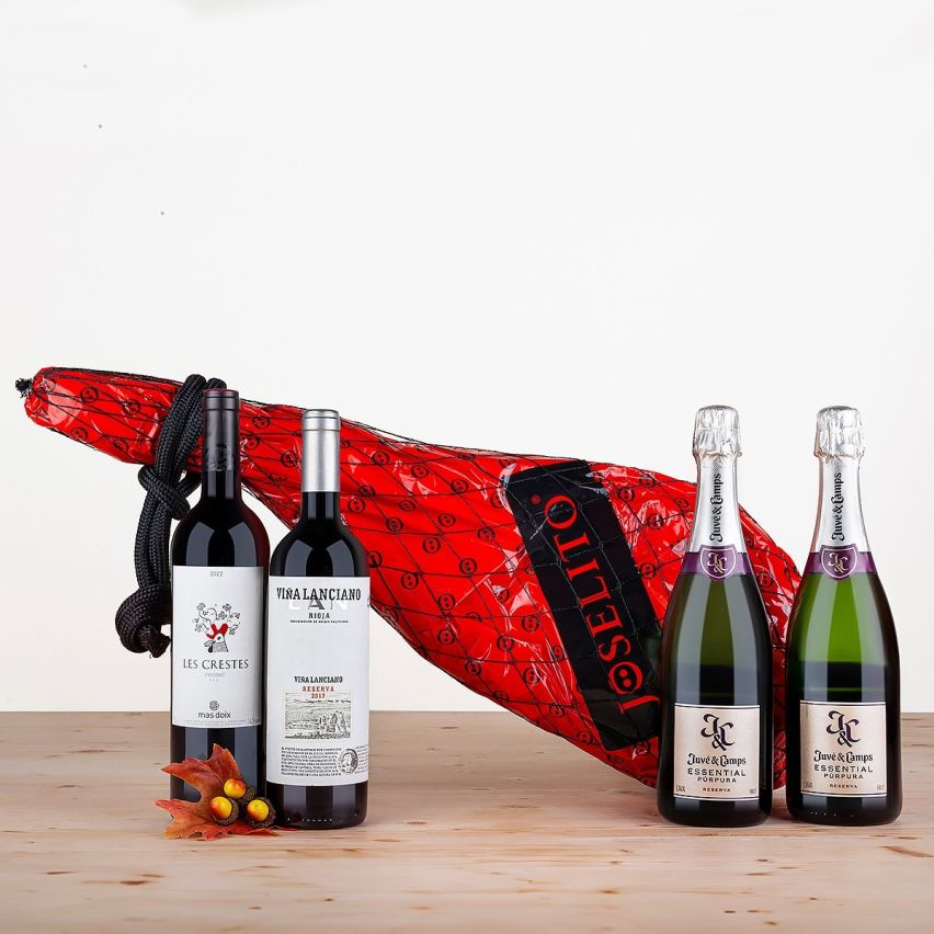 Lote con Paleta de jamón Joselito con vino y cava