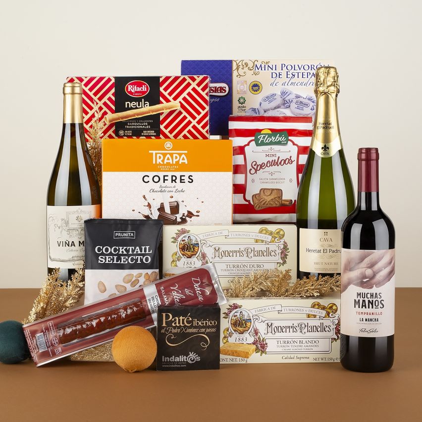 Selección Gourmet de Navidad con Cava, Embutidos Ibéricos y Dulces
