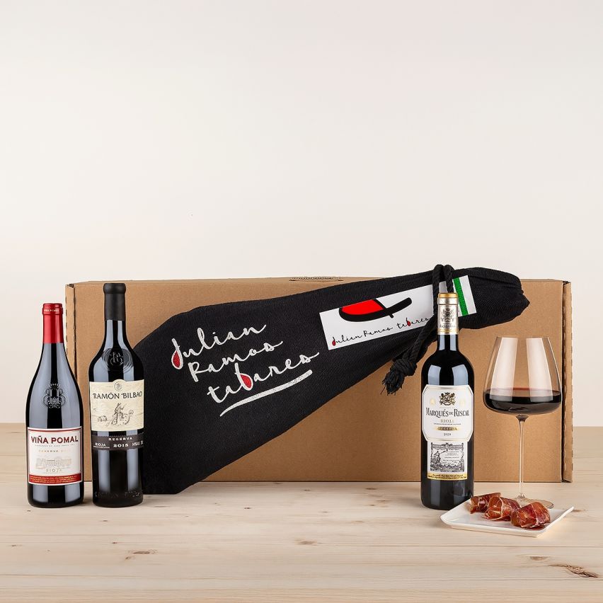 Paleta ibérica de cebo Julián Ramos con lote de vino